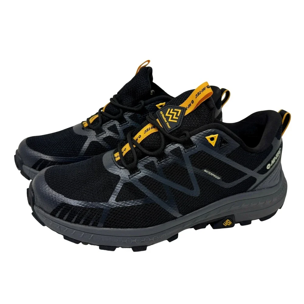 Hi-Tec Mauna Hiker WP Mens Sz 11 Waterproof Hiking Shoes Black Grey Yellow